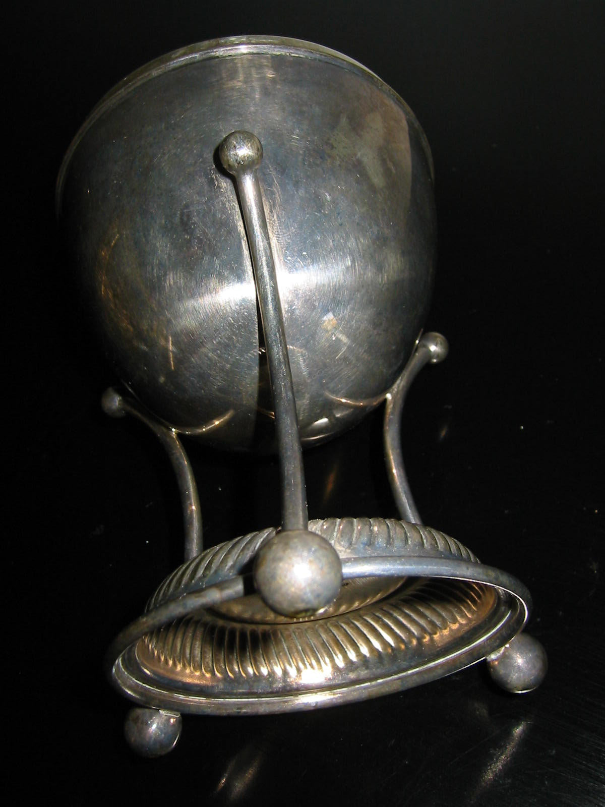 Silver Covered Egg Poacher Signed Etched Hallmarks - Designer Unique Finds 