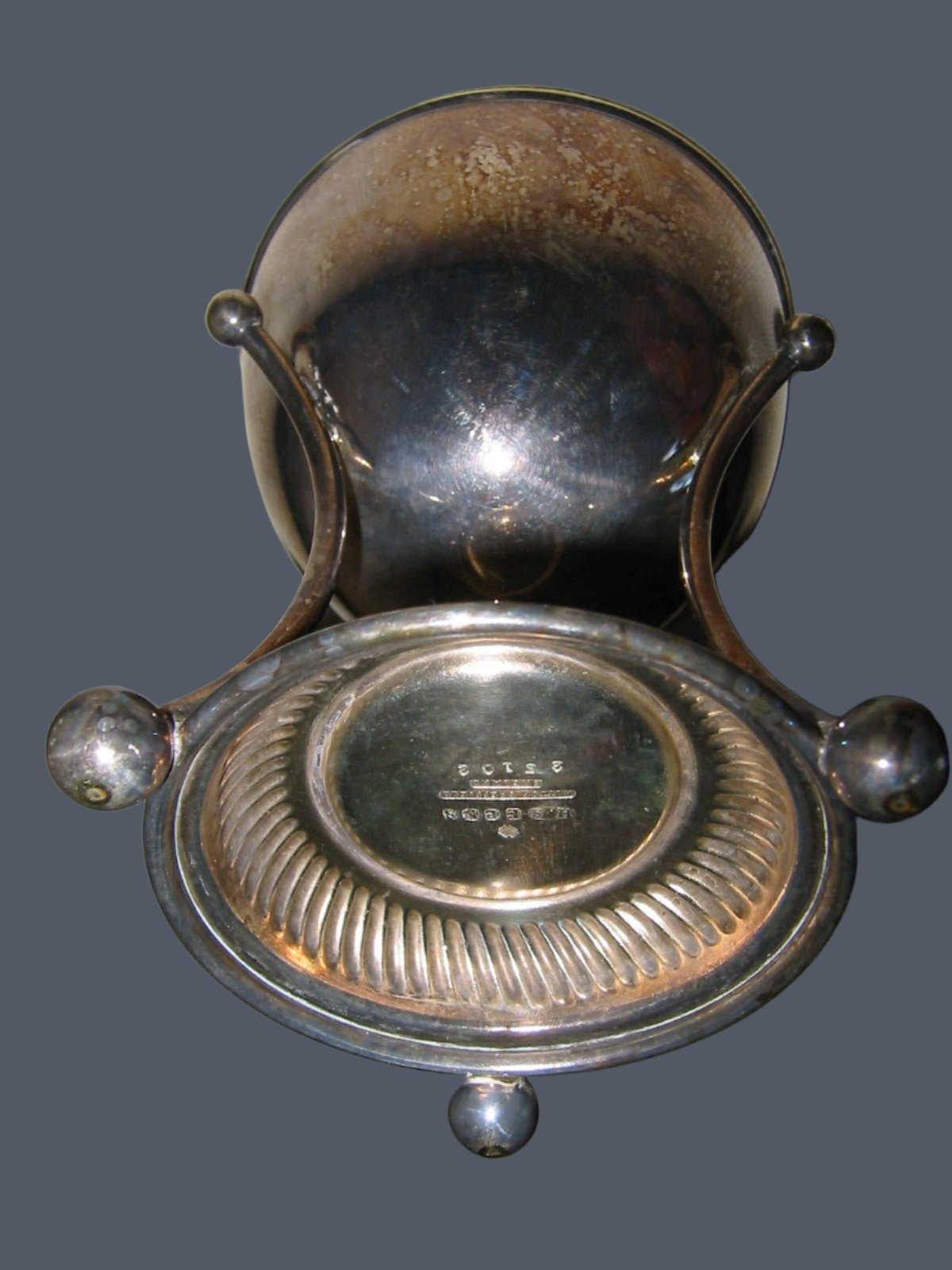 Silver Covered Egg Poacher Signed Etched Hallmarks - Designer Unique Finds 