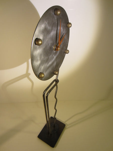 Mid Century Modern Pedestal Clock Brass Balls Quartz Movement - Designer Unique Finds 