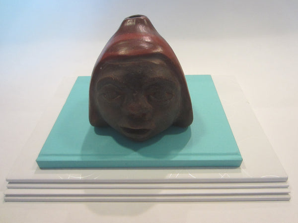 Terracotta Portrait Of Chile Ceramic Signed Figure Head