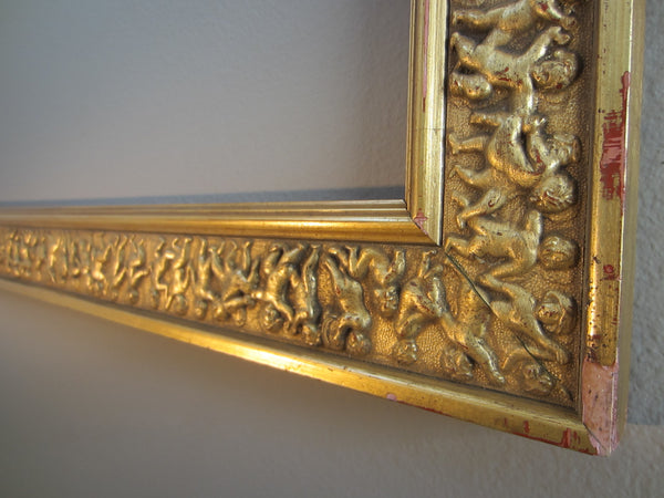 Ornamental Raised Figures Gold Leaf Frame - Designer Unique Finds 