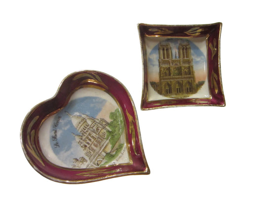 Limoges France Pictorial Heart Square Architectural Dishes - Designer Unique Finds 