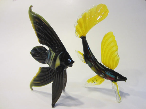 Exotic Russian Blown Art Glass Colored Fishes - Designer Unique Finds 