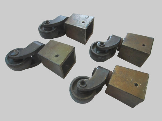 Metal Rolling Casters Art Deco Set of Four Hardware Accessories