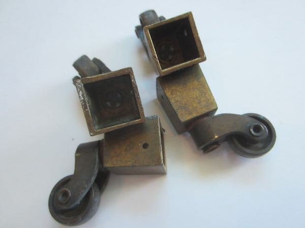 Metal Rolling Casters Art Deco Set of Four Hardware Accessories