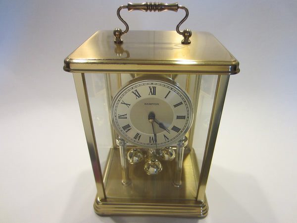 Hampton Anniversary Clock Quartz Germany Brass Pendulum Handle