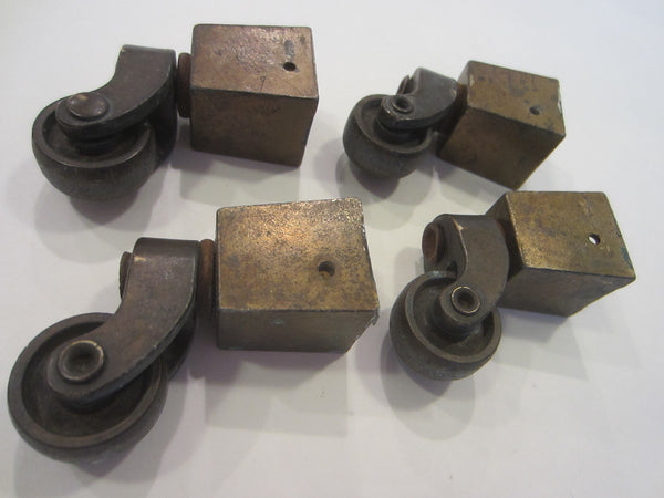 Metal Rolling Casters Art Deco Set of Four Hardware Accessories