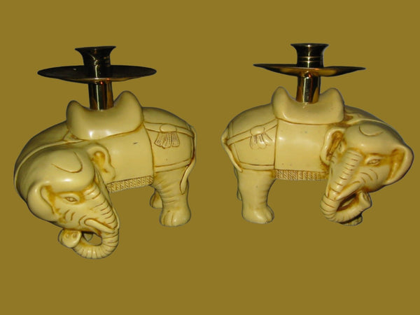 Art Deco Elephants Bearing Brass Candle Holders - Designer Unique Finds 
 - 7