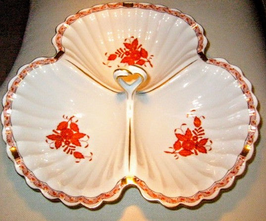 Herend Chinese Bouquet Porcelain Platter Open Salt Peppers