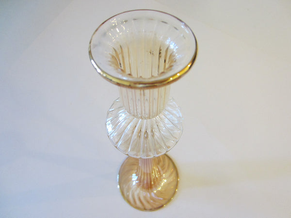Barrovier Tosso Murano Glass Candle Holder Bud Vase Gold Inclusion - Designer Unique Finds 