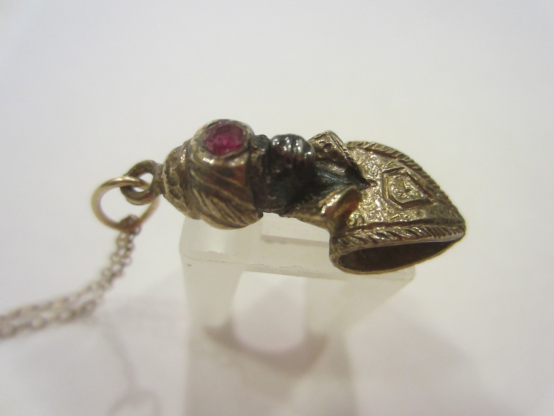 Blackamoor Venetian Style Pendant Faceted Ruby Turban Head