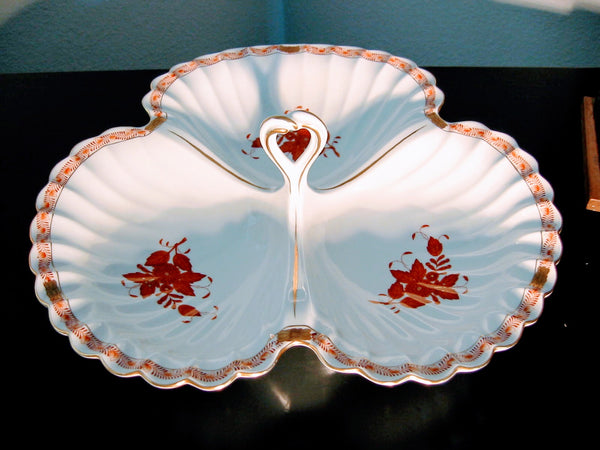 Herend Chinese Bouquet Porcelain Serving Platter Open Salt Peppers