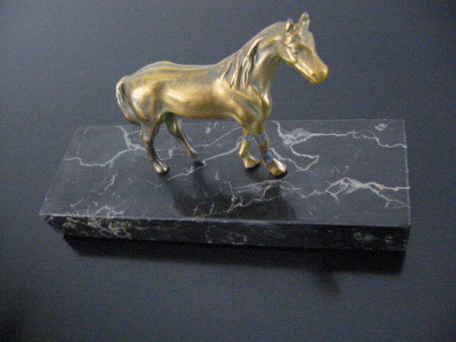 Italian Bronze Horse Equestrian Sculpture Marble Base - Designer Unique Finds 