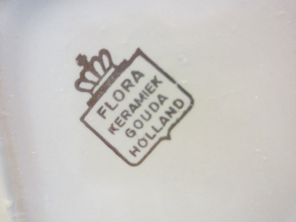 Flora Keramiek Gouda Holland Vintage Pair Of Porcelain Dishes