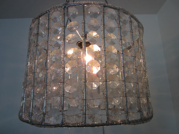 Hand Crafted Chandelier Pendant Drum Light Decorated Shiny Beads - Designer Unique Finds 
 - 1