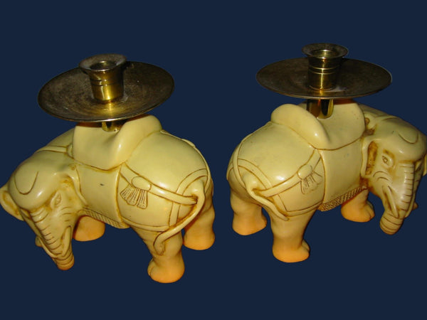 Art Deco Elephants Bearing Brass Candle Holders - Designer Unique Finds 
 - 10
