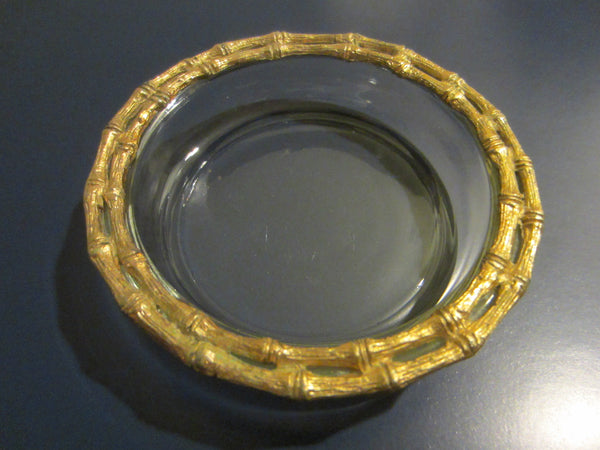 Bambo Style Ormolu Glass Round Dish - Designer Unique Finds 