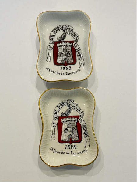 Long Champ Luneville Art Deco Porcelain Miniature Plates HG France Scripted