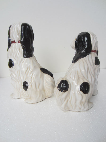 Staffordshire Style English Ceramic Spaniels Cavaliers Dogs - Designer Unique Finds 