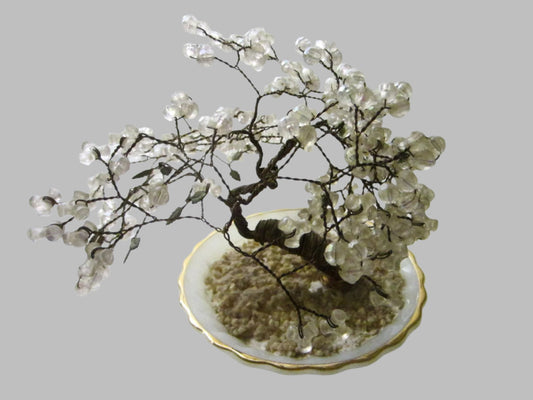 Anchor Hocking Fire King Glass Bowl Beaded Tree Gold Rim 