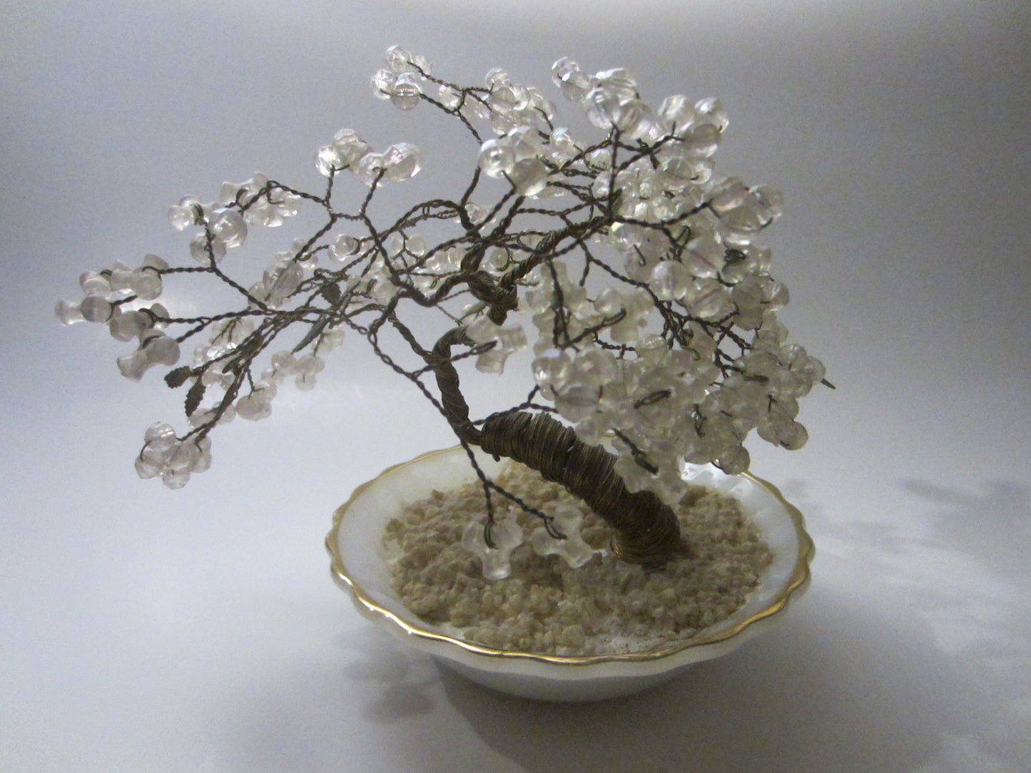 Glass Tree Faceted Beads In Anchor Hocking Fire King Bowl