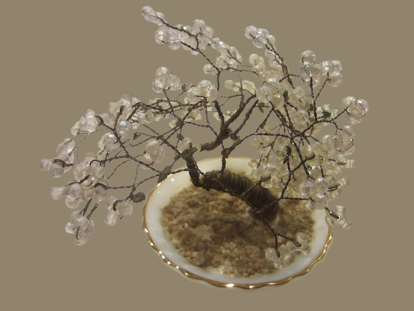 Glass Tree Faceted Beads In Anchor Hocking Fire King Bowl