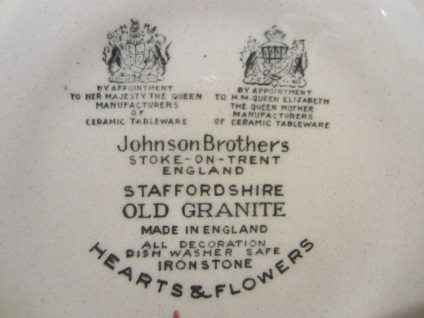 Johnson Brothers Stoke On Trent England Staffordshire Heart Flowers Collectible Plate