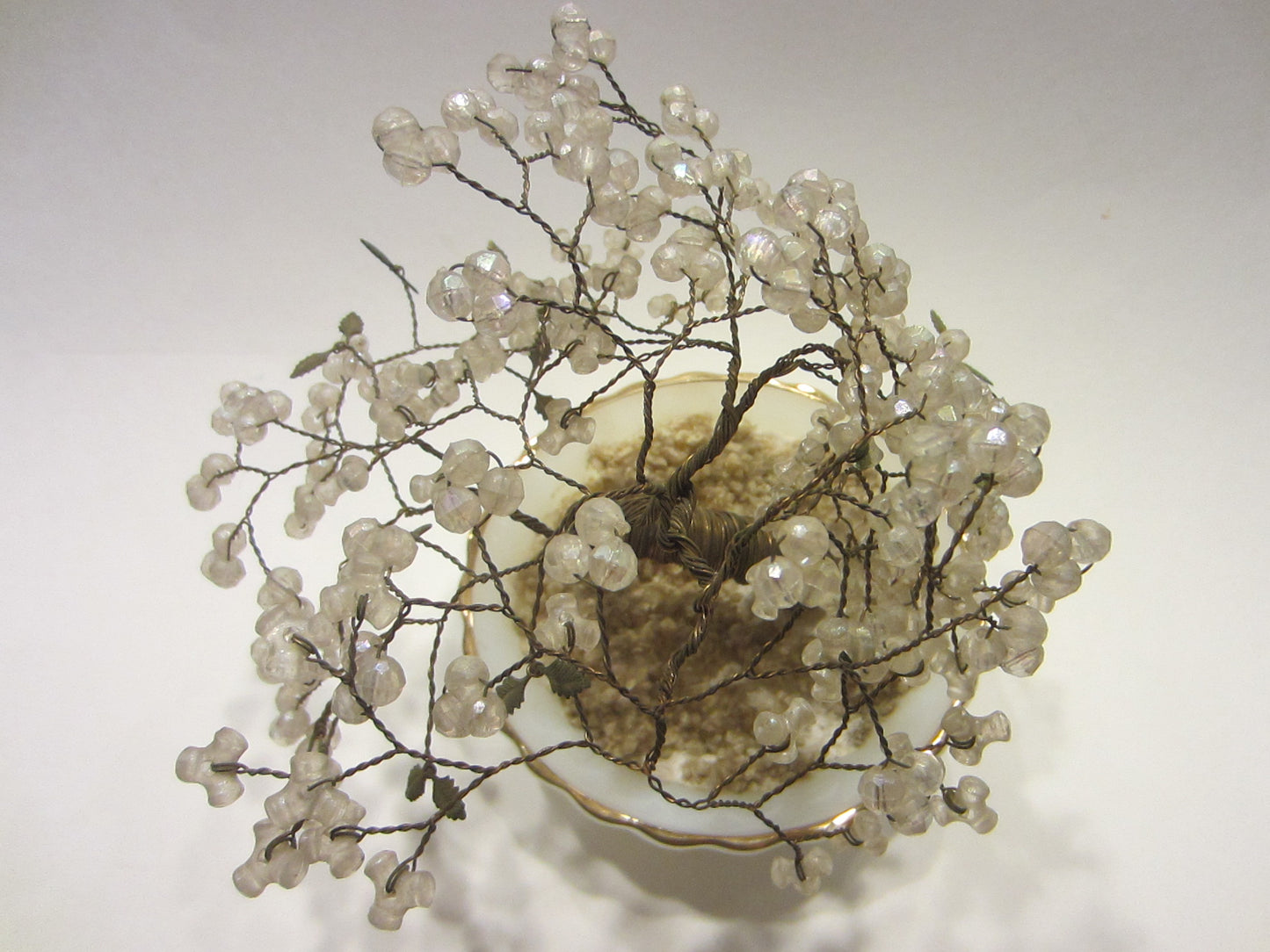 Glass Tree Faceted Beads In Anchor Hocking Fire King Bowl