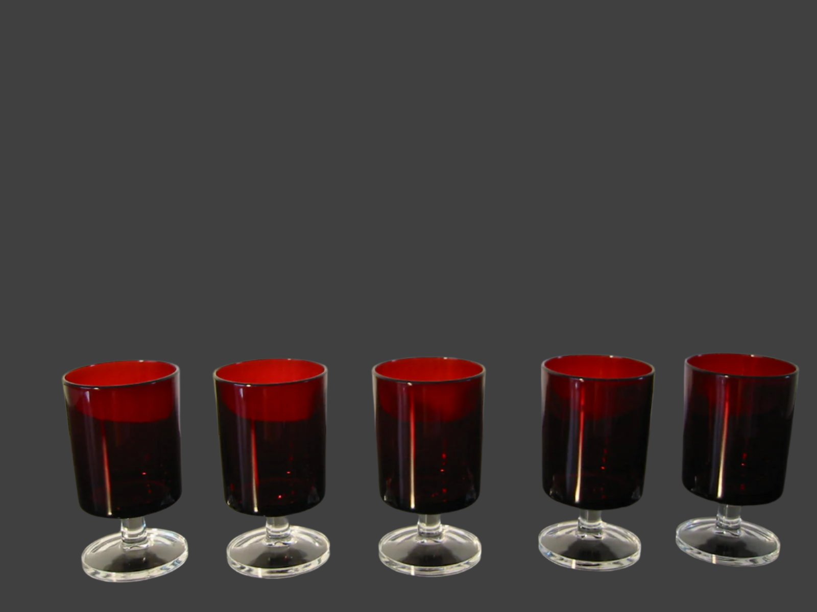 French Cordial Ruby Stem Glass Goblet Set - Designer Unique Finds 