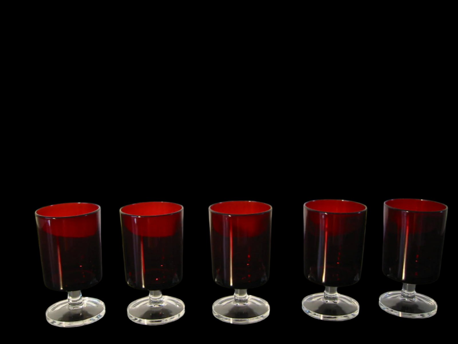 French Cordial Ruby Stem Glass Goblet Set - Designer Unique Finds 