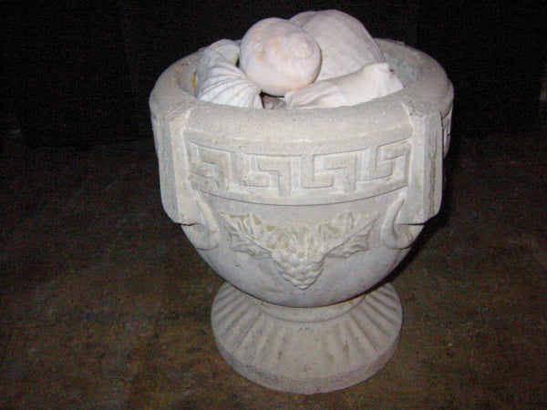 Garden Sculptures Cement Pedestal Urns Planters Greek Grape Vine Decoration - Designer Unique Finds 
 - 2