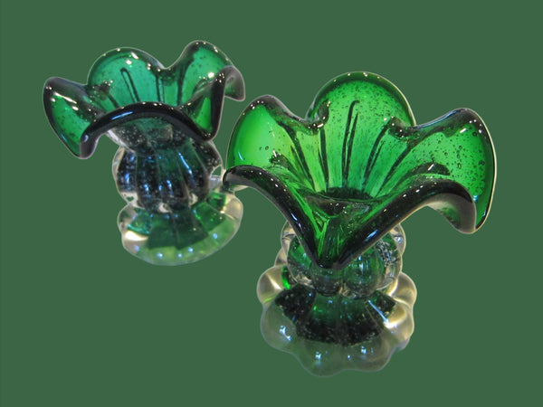 Murano Green Glass Votive Seguso Candle Holders Archimedes Arts - Designer Unique Finds 