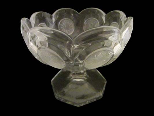 Fostoria Glass Jelly Compote Stem Bowl Coin Decorated 