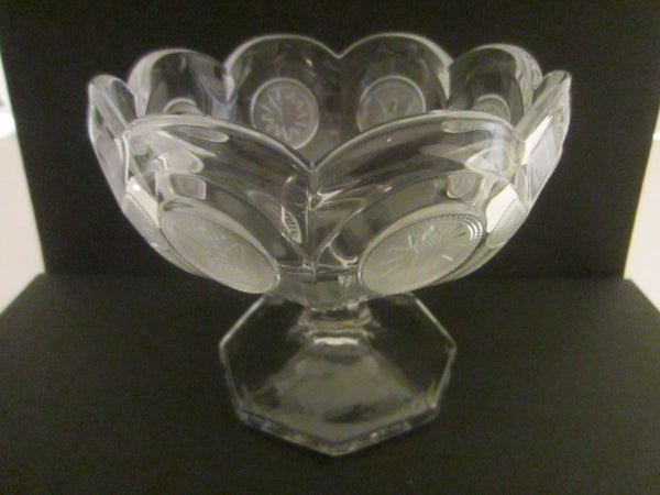 Fostoria Glass Jelly Compote Stem Bowl Coin Decorated 