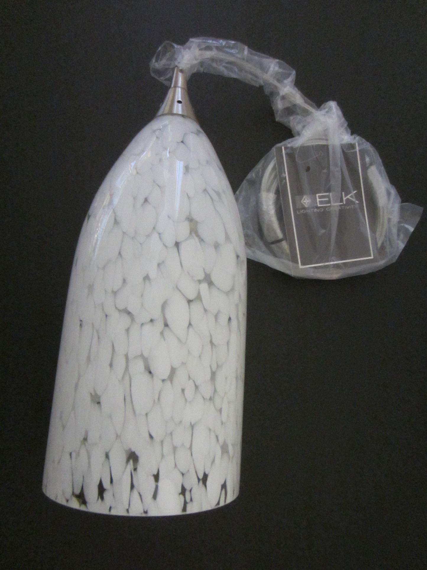 Elk Artistic Patterned Glass Pendant Light Matte Chrome Finial