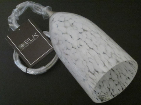 Elk Artistic Glass Pendant Lighting Matte Chrome Finial Scripted Label