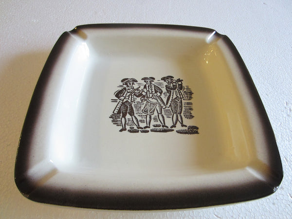 Folk Art Ceramic Ashtray Musician Scene
