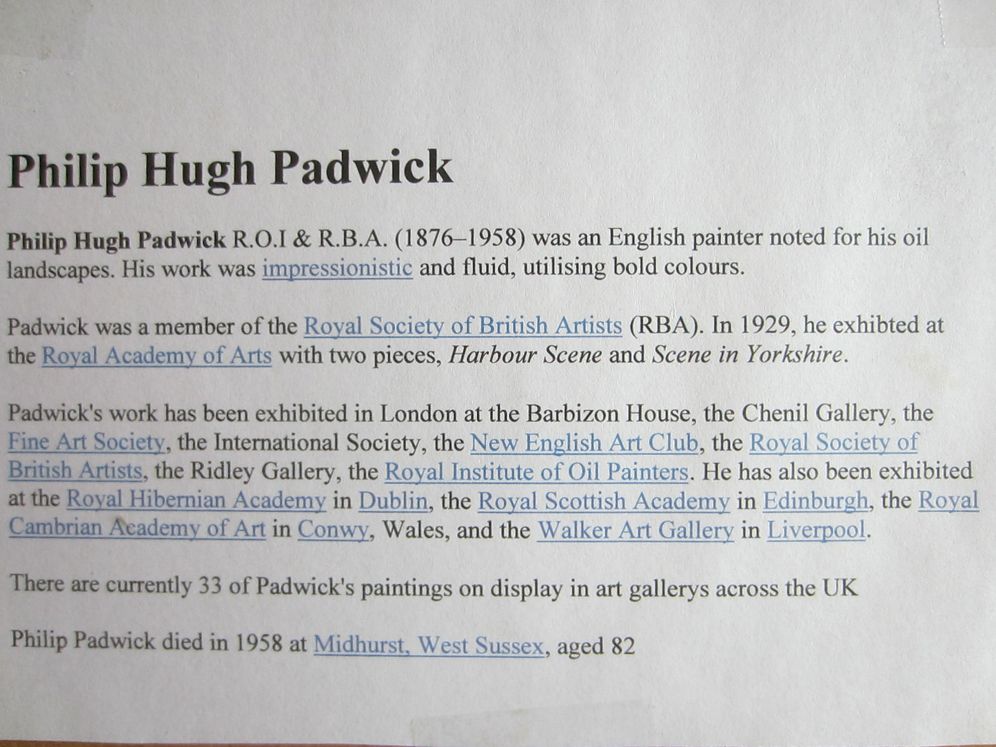 Philip Hugh Padwick The Hunters Lodge Oil On Panel With Provenance