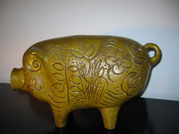 California Ceramic Bank Cork Stopper Floral Pig Signed Pottery - Designer Unique Finds 
 - 8