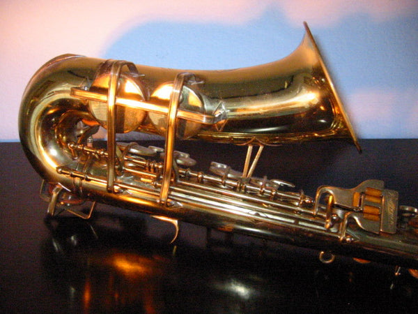 Buescher Aristocrat Elkhart Brass Saxophone Mother Of Pearl Bakelite - Designer Unique Finds 
 - 9
