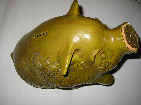 Life Size California Pottery Olive Piggy Bank Cork Stopper Ceramic Sculpture