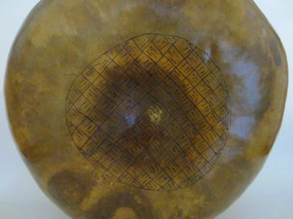 Sea Turtle Gourd Decorative Vessel Signature Hand Carving Bowl