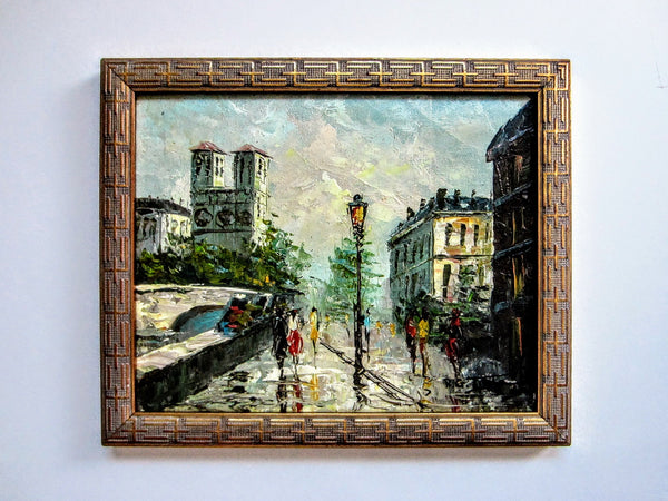 P G Tiele Impressionist French Cityscape Signed Oil On Panel