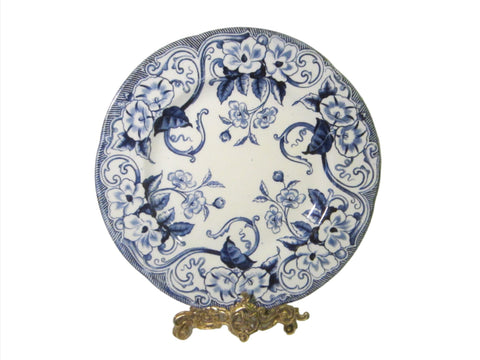 Creil Flora Paris Porcelain Blue White Signature Plate