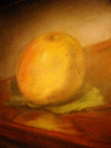Impressionist Peach Pastel On Board Still Life Fruit Signed By French Artist - Designer Unique Finds 