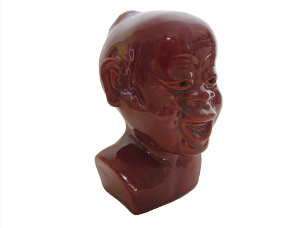 CN Keramik Red Glazed Art Signature Scandinavian Head Bust - Designer Unique Finds 