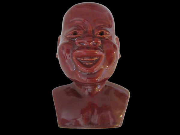 CN Keramik Red Glazed Art Signature Scandinavian Head Bust - Designer Unique Finds 