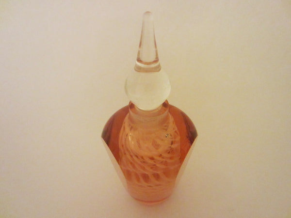 Hand Cut Rosy Crystal Perfume Bottle Clear Dome Stopper