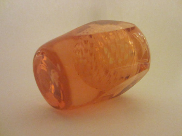 Champagne Rose Hand Cut Glass Perfume Bottle Abstract Encased - Designer Unique Finds 