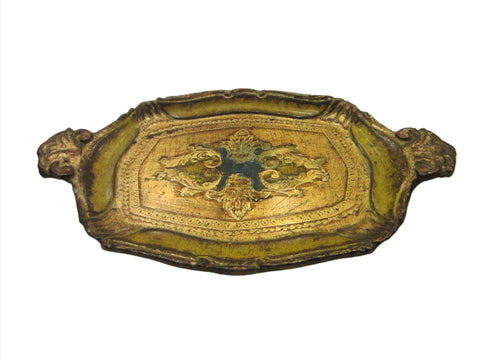 Florentine Gilt Decorated Serving Tray Made In Italy 